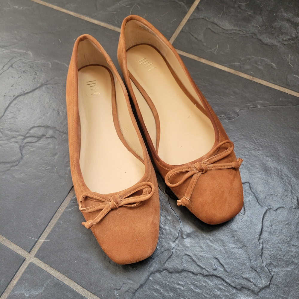 J. Jill Tan Ballet Flats with Bow Detail